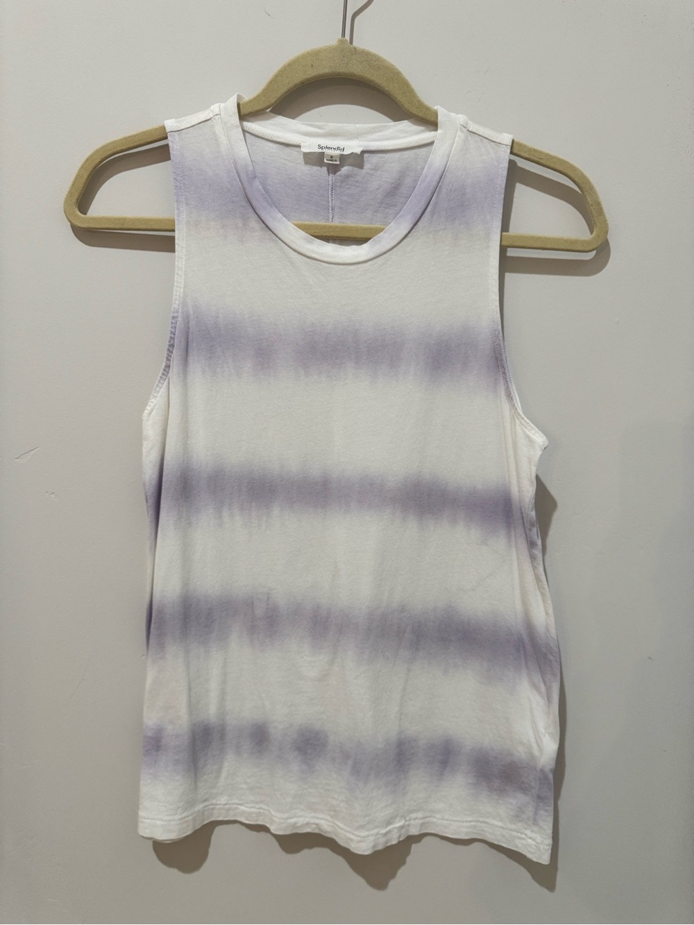 Splendid White and Lavender Tie-Dye Muscle Tank